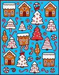 Whimsical Gingerbread Christmas Trees Houses Rug
