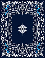 Ornate Blue White Floral Scrollwork Rug