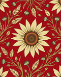 Bold Red Sunflower Botanical Pattern Rug