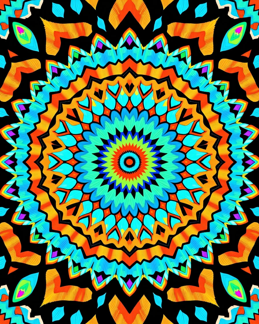Vibrant Abstract Geometric Mandala Design Rug