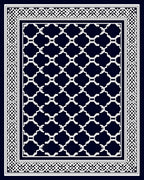 Navy White Interlocking Geometric Pattern Rug