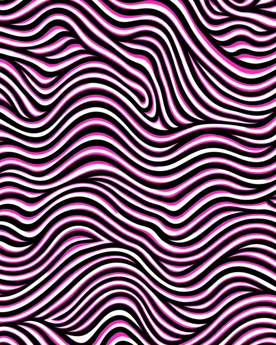 Bold Pink White Black Wavy Stripes Rug