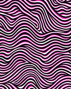 Bold Pink White Black Wavy Stripes Rug