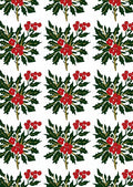 Classic Holly Berry Festive Pattern Rug