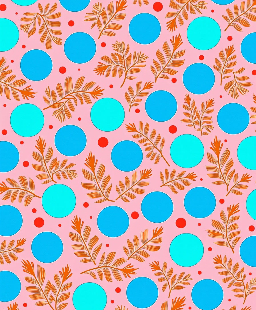 Orange Leaf And Blue Dot Pattern Rug
