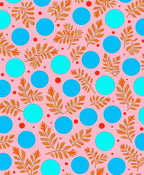 Orange Leaf And Blue Dot Pattern Rug