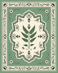 Classic Fern Botanical Medallion Design Rug
