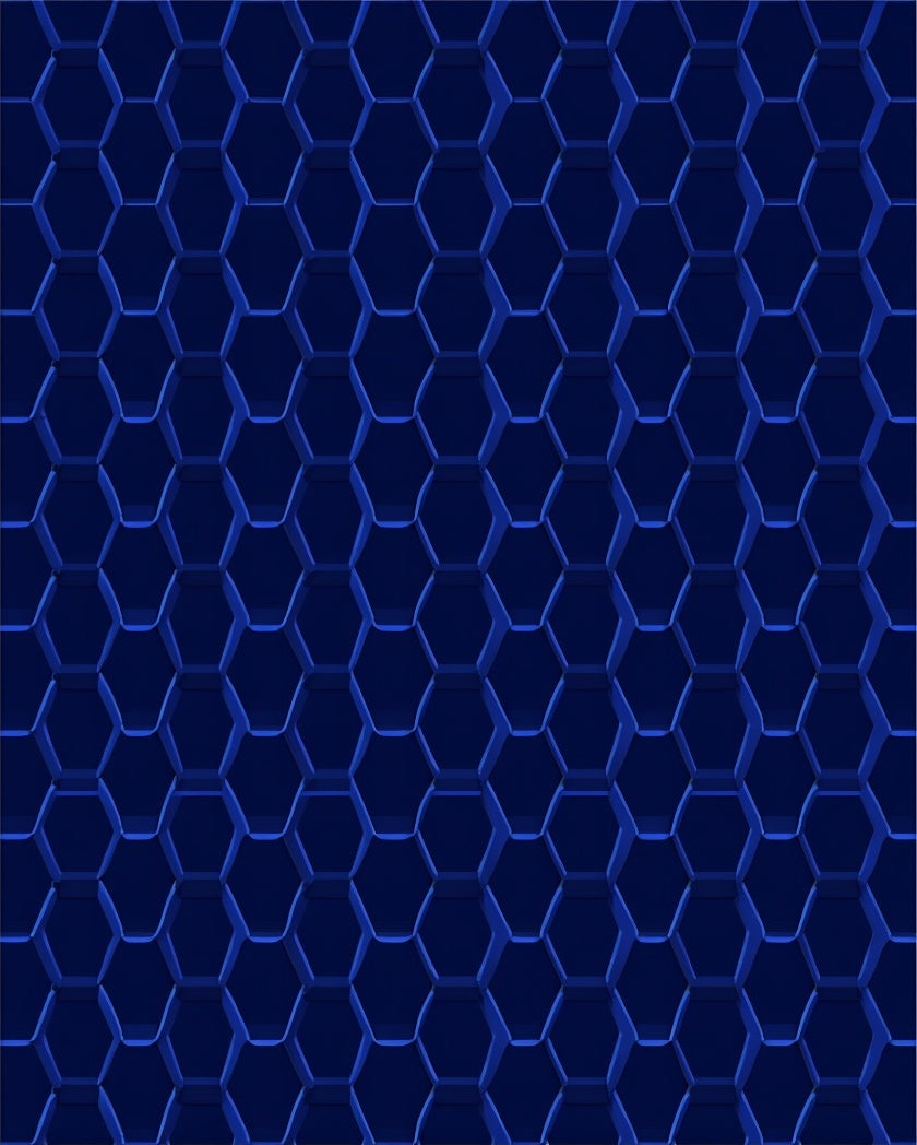 Deep Blue Hexagonal Geometric Pattern Rug