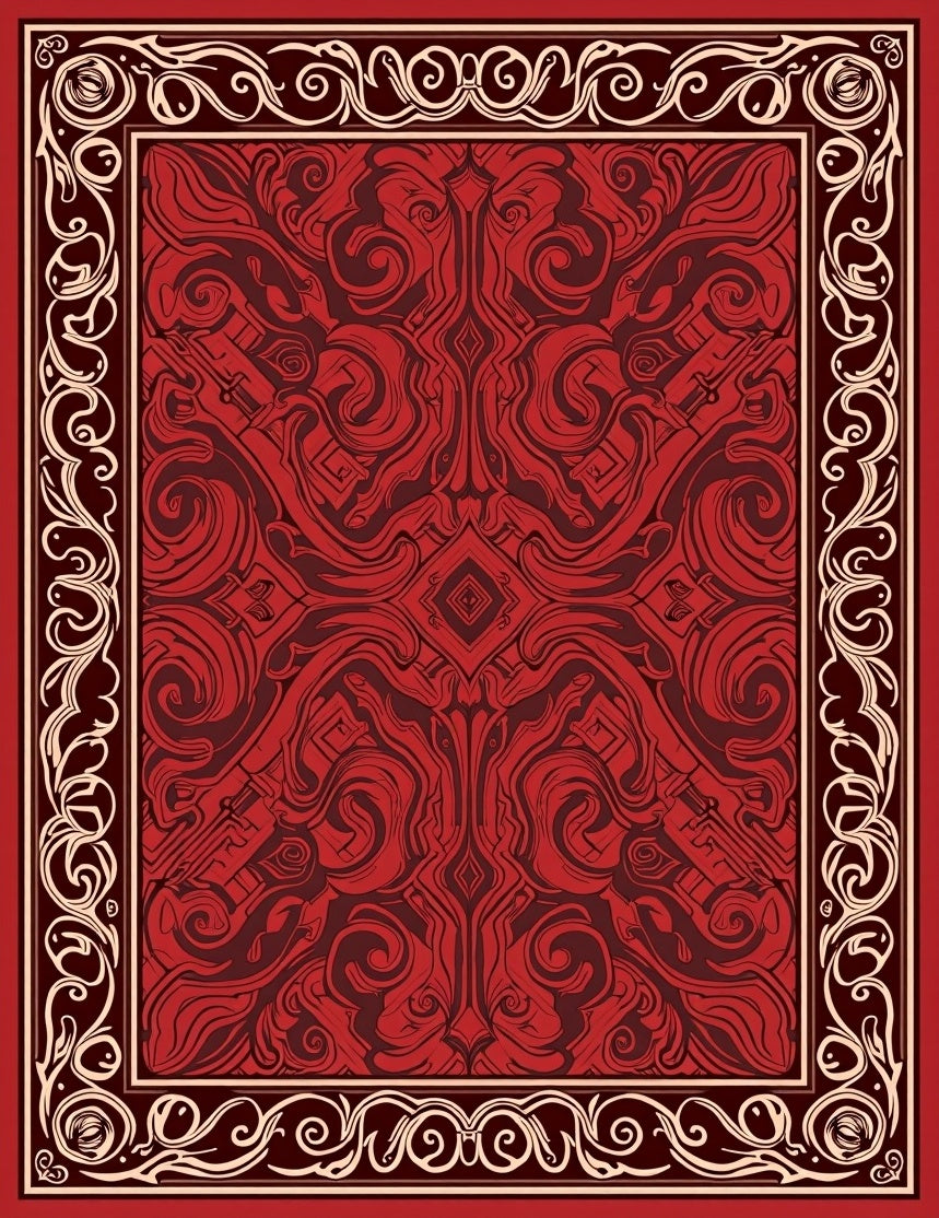 Crimson Swirls Vines Textile Design Rug