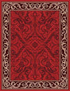 Crimson Swirls Vines Textile Design Rug