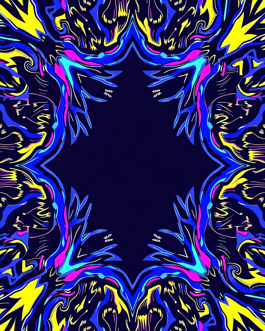 Abstract Neon Psychedelic Mirror Design Rug