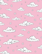 Pink Sky Clouds and Stars Rug