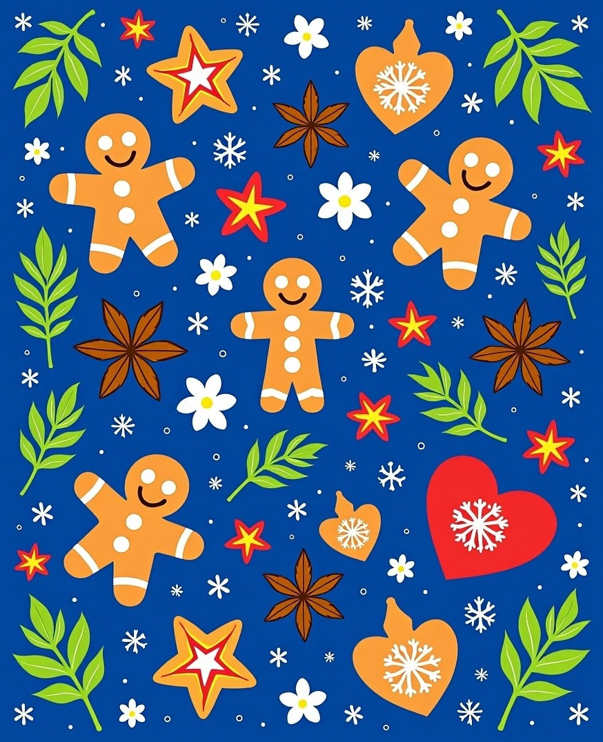 Gingerbread Man Star Pattern Rug