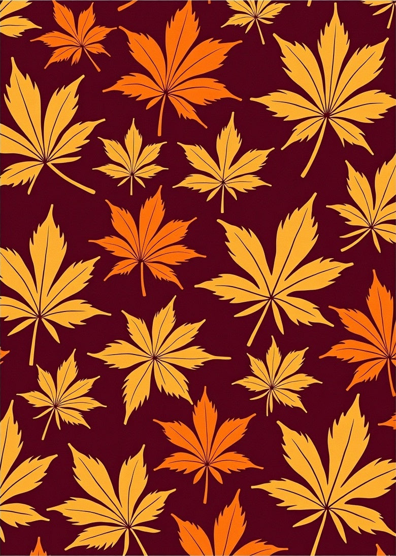 Golden Autumn Leaf Pattern Rug