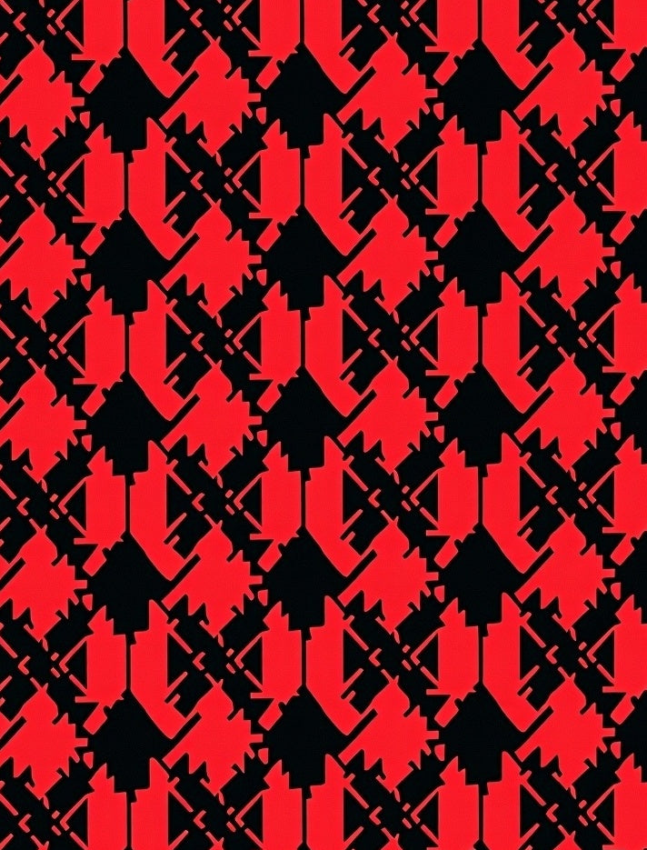 Bold Red Black Houndstooth Pattern Rug