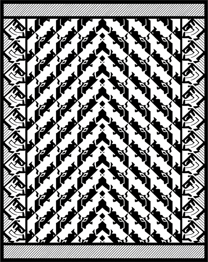 Graphic Arrowhead and Border Design Rug