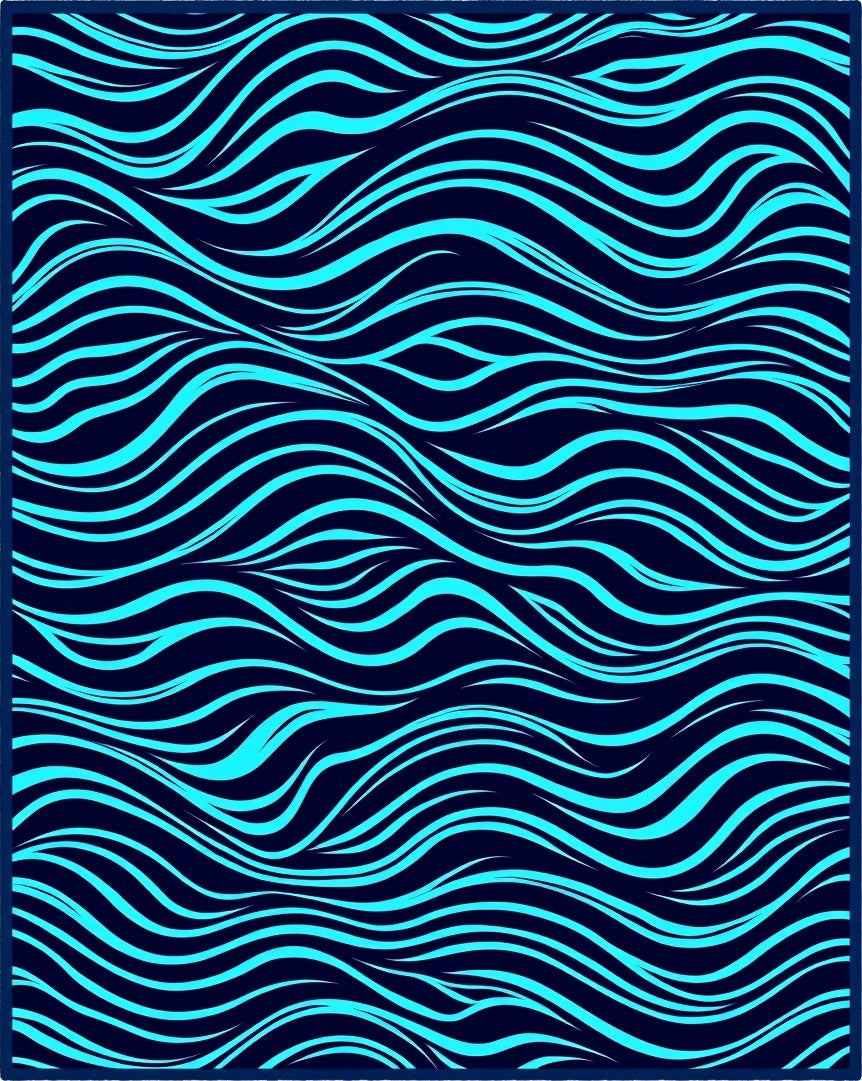 Aqua Wave Patterned Striking Rug