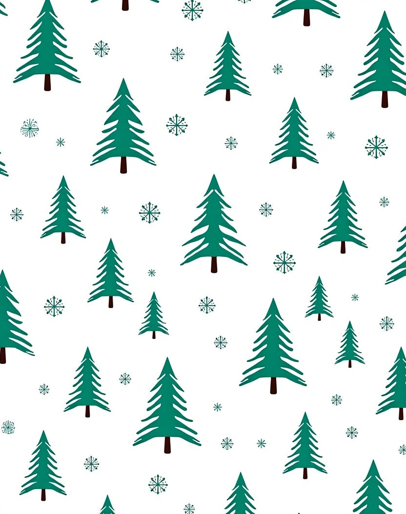 Teal Pine Tree Snowfall Repeat Rug