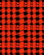Bold Red Black Houndstooth Pattern Rug