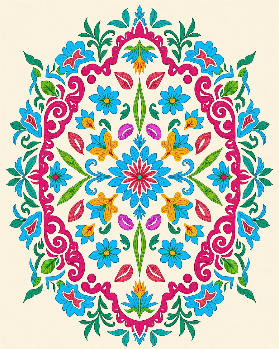 Colorful Floral Mandala Pattern Rug