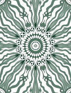 Green Abstract Mandala Pattern Rug