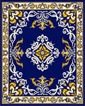 Vibrant Navy Floral Medallion Frame Rug