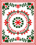 Red Green Floral Vine Pattern Rug