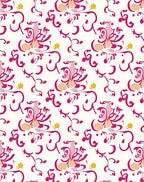 Whimsical Pink Floral Swirl Pattern Rug