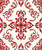 Classic Red Floral Damask Pattern Rug