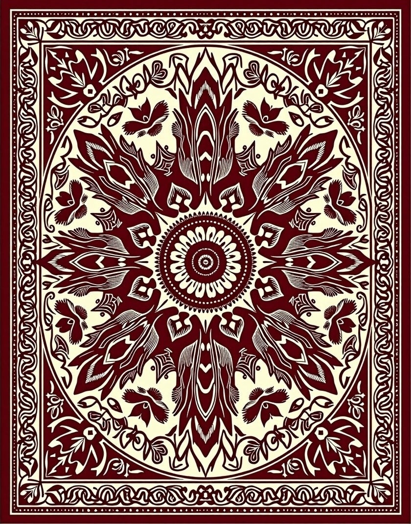 Intricate Floral Mandala Pattern Rug