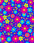 Groovy Retro Floral Pattern with Stars Rug