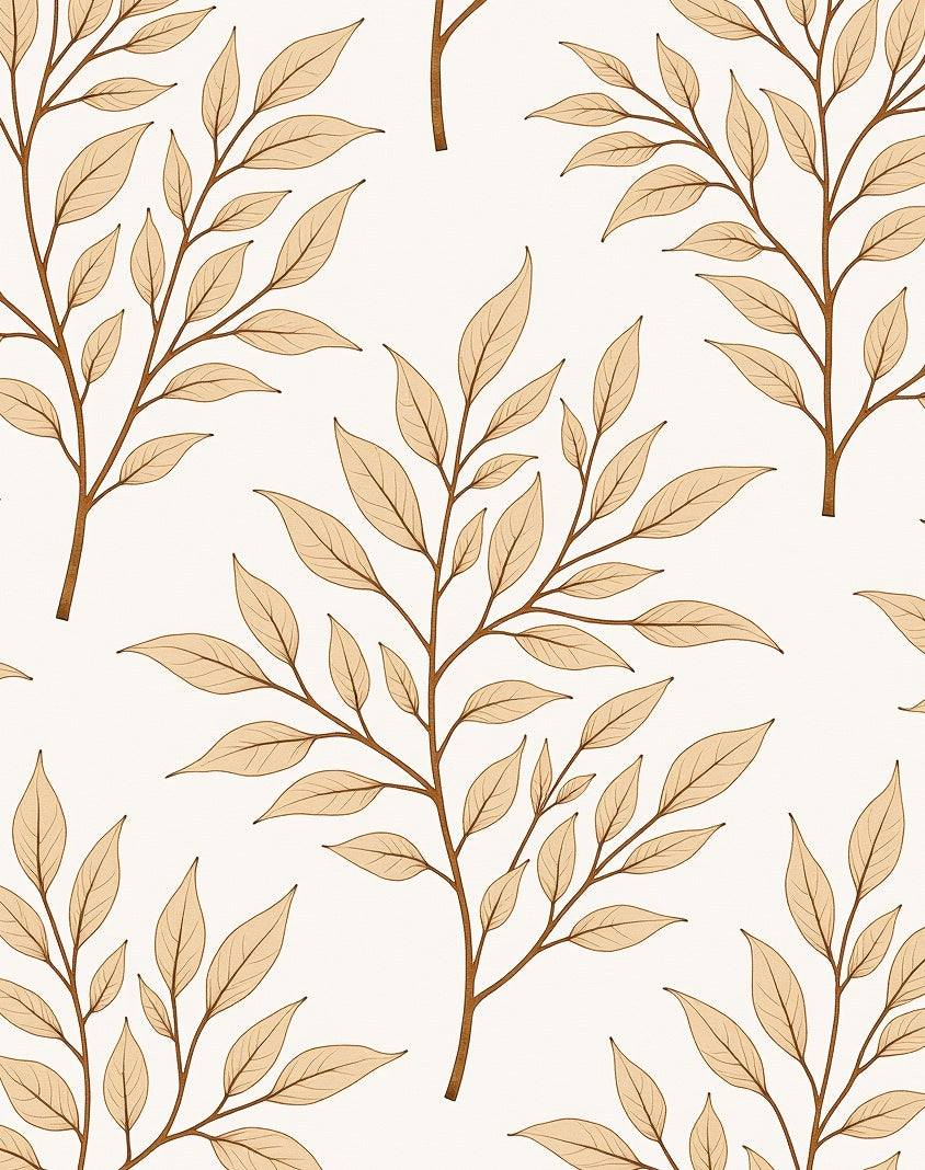 Branches With Golden Leaves Pattern Rug