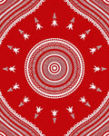Red White Tribal Sunburst Pattern Rug