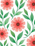 Coral Green Floral Nature Pattern Rug