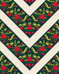 Green Floral Chevron Pattern Rug