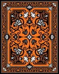 Vibrant Orange Black Floral Medallion Design Rug