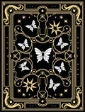 Black Gold Butterfly Star Pattern Rug
