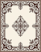 Ornate Floral Scroll Border Pattern Rug