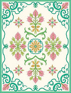 Emerald Swirl Floral Motifs Rug