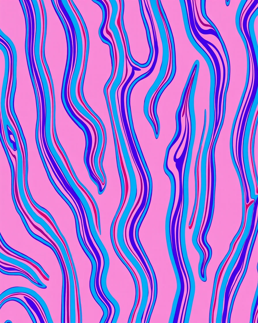 Wavy Lines Pink Blue Pattern Rug
