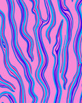 Wavy Lines Pink Blue Pattern Rug