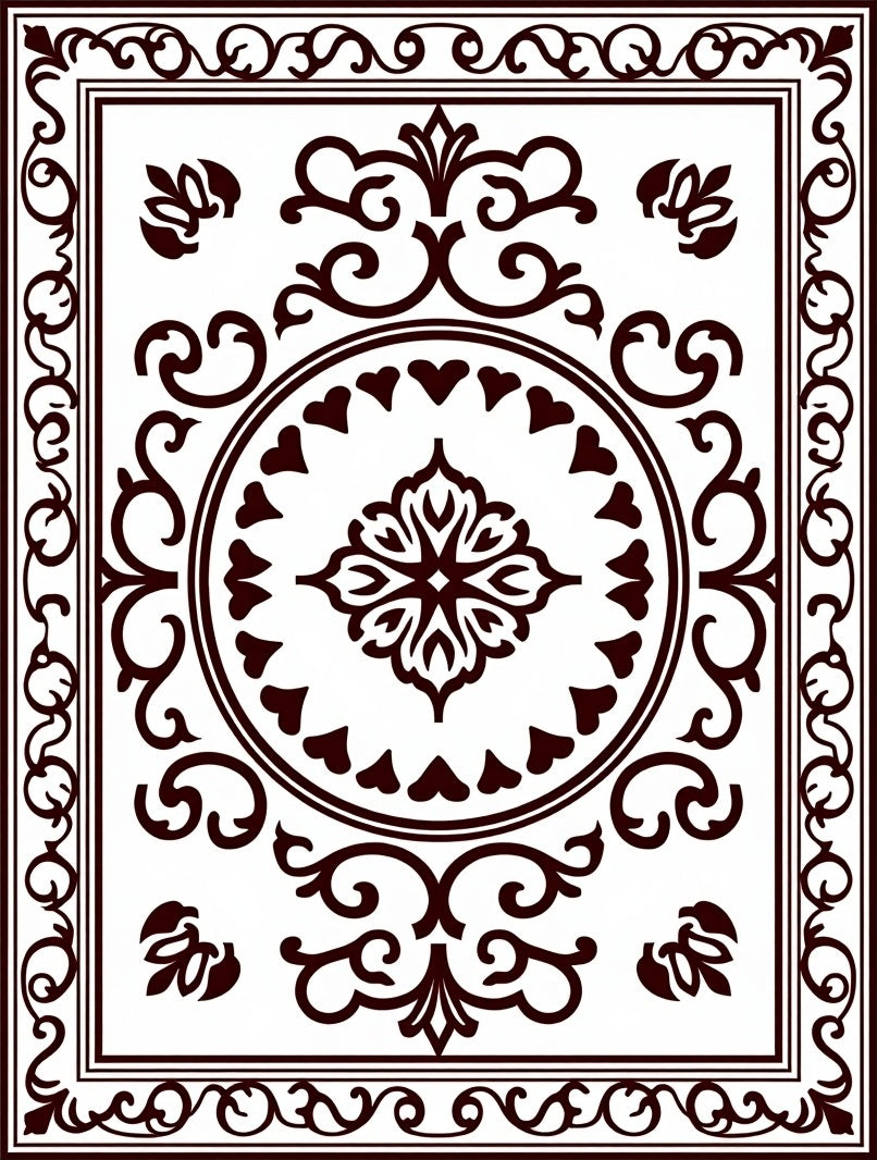 Classic Swirls Heart Detailed Design Rug