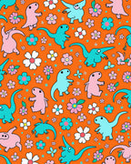 Cute Dinosaur Flower Pattern Rug
