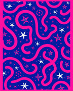Bold Pink Swirls Starry Night Rug