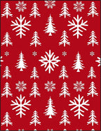 Festive Red White Trees Snowflakes Rug