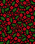 Red Floral Leaf Pattern Rug