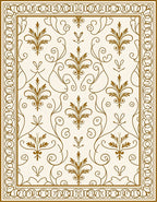 Classic Floral Swirls Bordered Cream Rug
