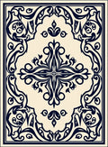 Classic Navy Floral Scrollwork Rug