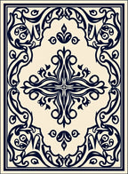 Classic Navy Floral Scrollwork Rug