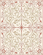 Ornate Scrollwork Damask Pattern Design Rug